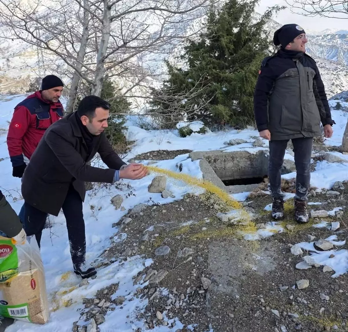Gölbaşı'nda Şiddetli Kar Altında Yaban Hayvanlarına Yardımcı Yem Dağıtımı