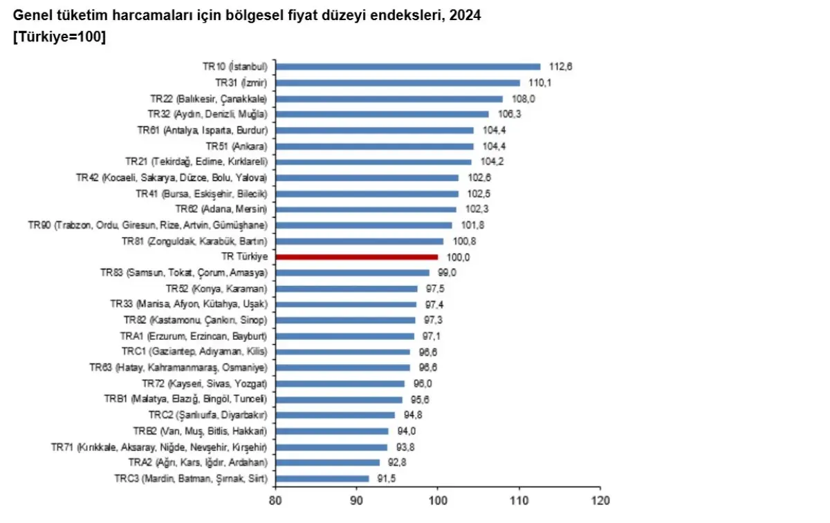 2024 Fiyat Düzeyi Endeksi: İstanbul Zirvede, Mardin En Düşük