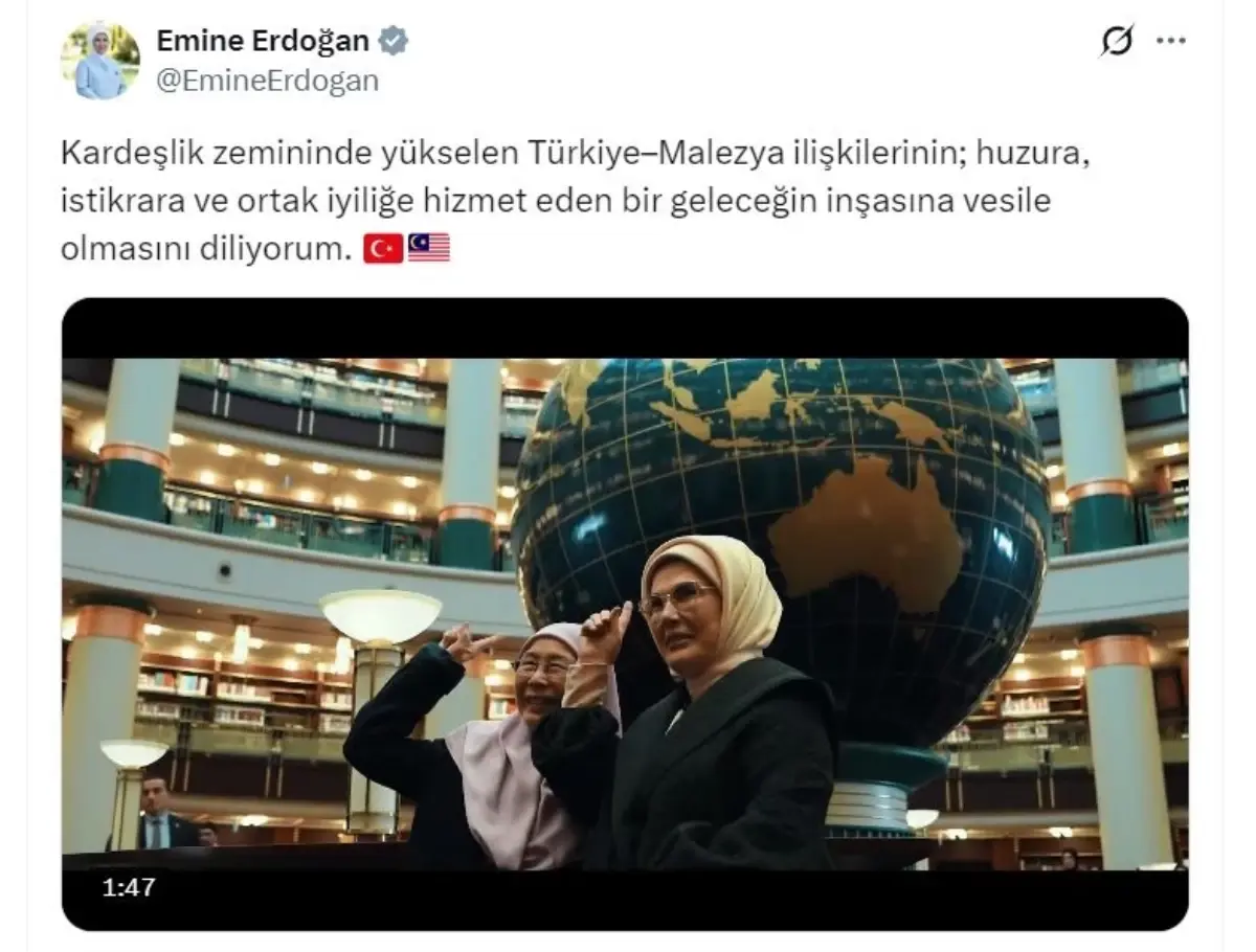 Emine Erdoğan, Malezya Başbakanı Eşinin Katılımıyla Cumhurbaşkanlığı Kütüphanesi ve Yaşayan Miras Okulu'nu Ziyaret Ettiklerini Paylaştı