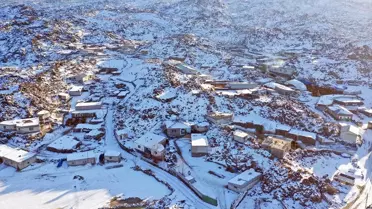 Ağrı Dağı köylerinin karla kaplı manzarası