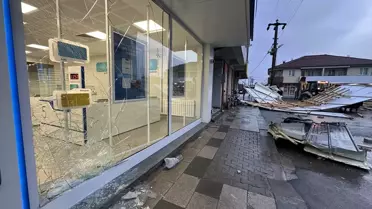 Rüzgar etkisiyle devrilen ağaçlar ve çökertilen çatı parçaları