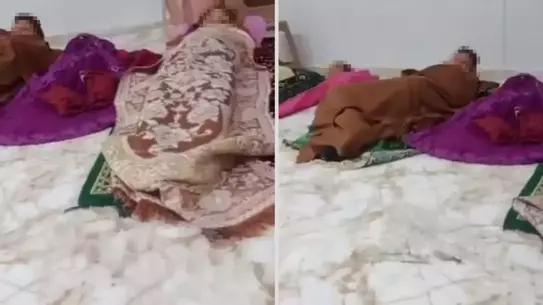 Hastane mescidinde barınma koşullarını gösteren fotoğraf