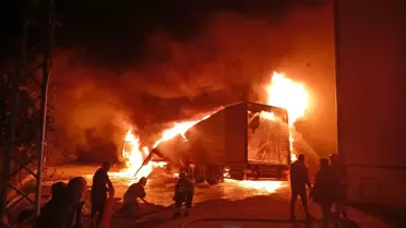 Yangın sonrası TIR fotoğrafı