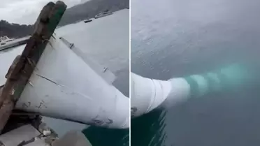 Kireçburnu Deniz Feneri fırtına sonrası devrilmiş hali