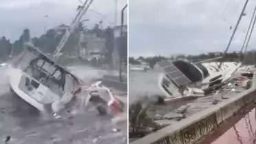 İstanbul’da Şiddetli Lodos ve Dev Dalgalar Tekneleri Savurdu