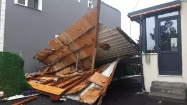 Kocaeli'de fırtına sonrası yangın görüntüsü