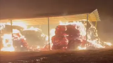 Konya’nın Ereğli İlçesinde Çiftlikte Büyük Saman Yangını