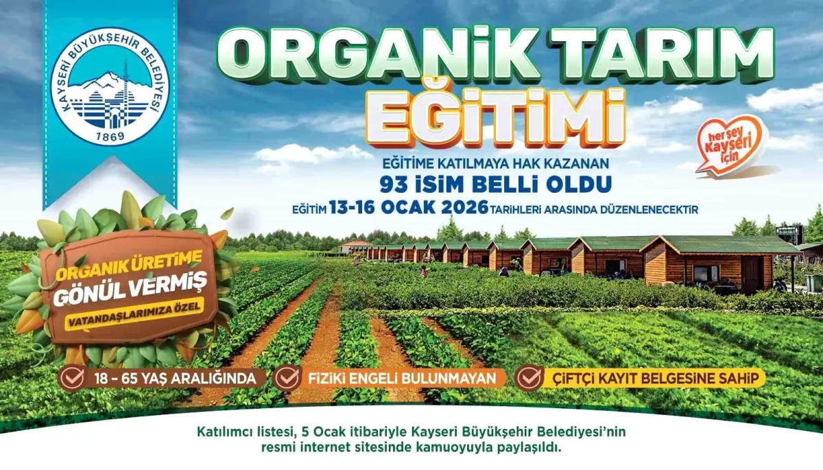 Kayseri Büyükşehir Belediyesi'nden 93 Kişiye Organik Tarım Temel Eğitimi