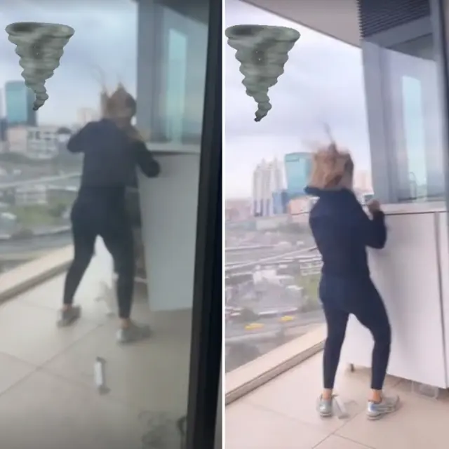 Fırtına sırasında balkon görüntüsü