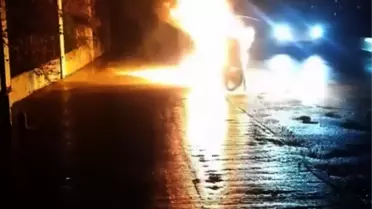 Motosikletin alev aldığı an