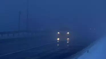 Bolu Dağı'nda kar yağışı ve sis manzarası