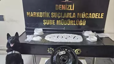 Denizli'de yedek lastiğinde bulunan uyuşturucu