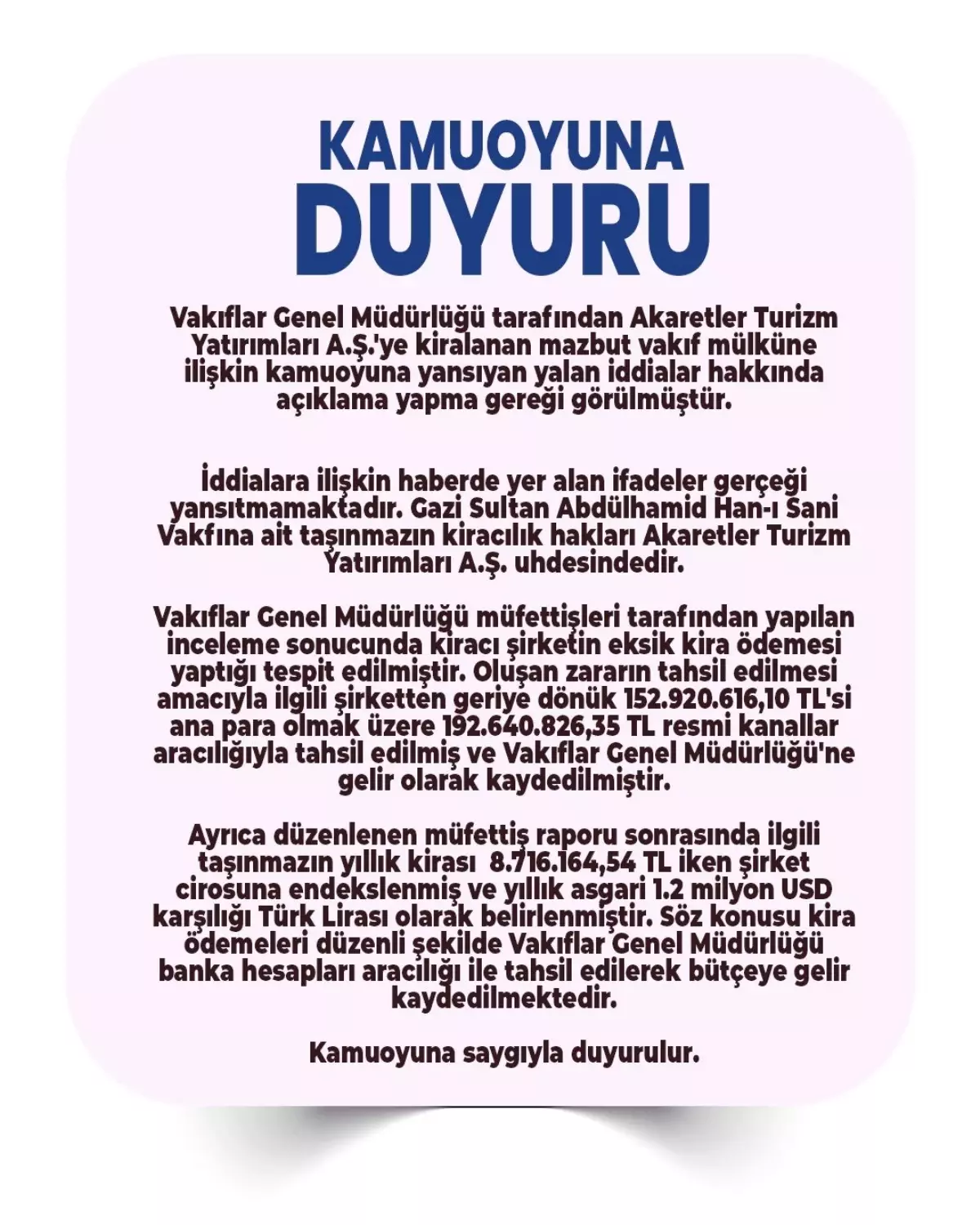 VGM, Kiralama İddialarını Resmen Reddetti