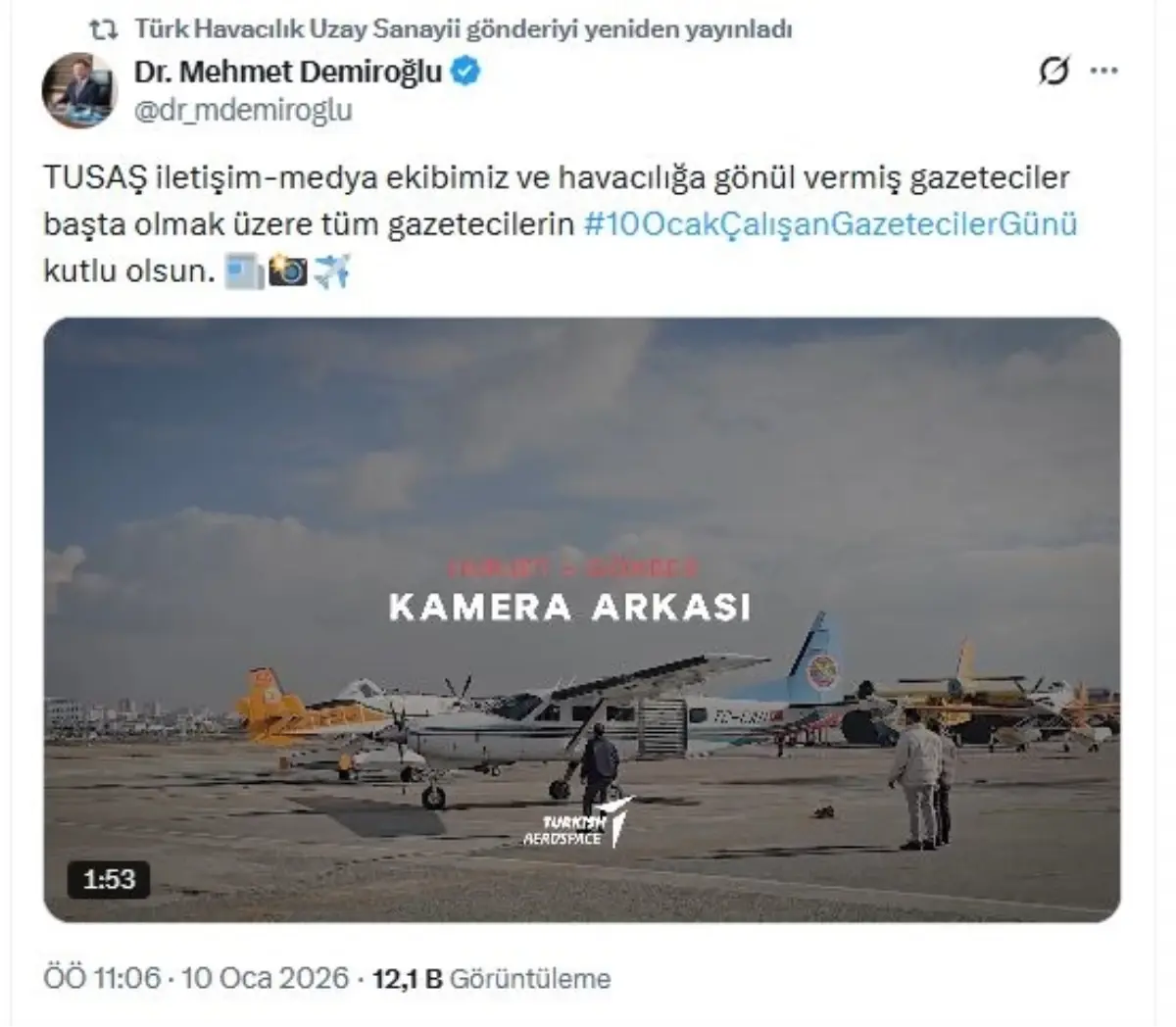 TUSAŞ, Gazeteciler Günü'nü Milli Hava Platformları Görselleriyle Coşkuyla Kutladı