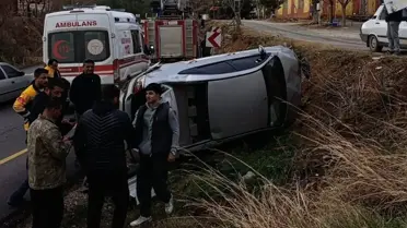 Devrilen otomobilin kaza anı
