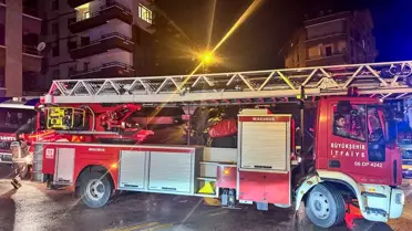 Keçiören'de itfaiye ekipleri yangını söndürürken