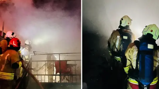 Yangının söndürülmesi sırasında itfaiye ekipleri