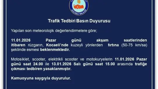 Kocaeli'de yoğun yağış ve düşük görüş koşulları