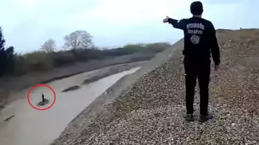 İtfaiye ekipleri çaya düşen otomobili kurtarıyor