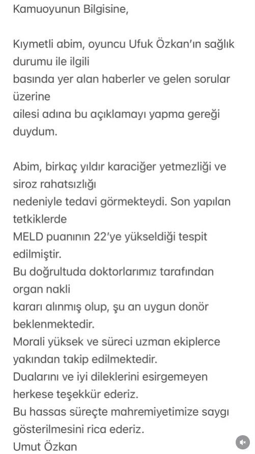 Ufuk Özkan için umut veren nakil süreci