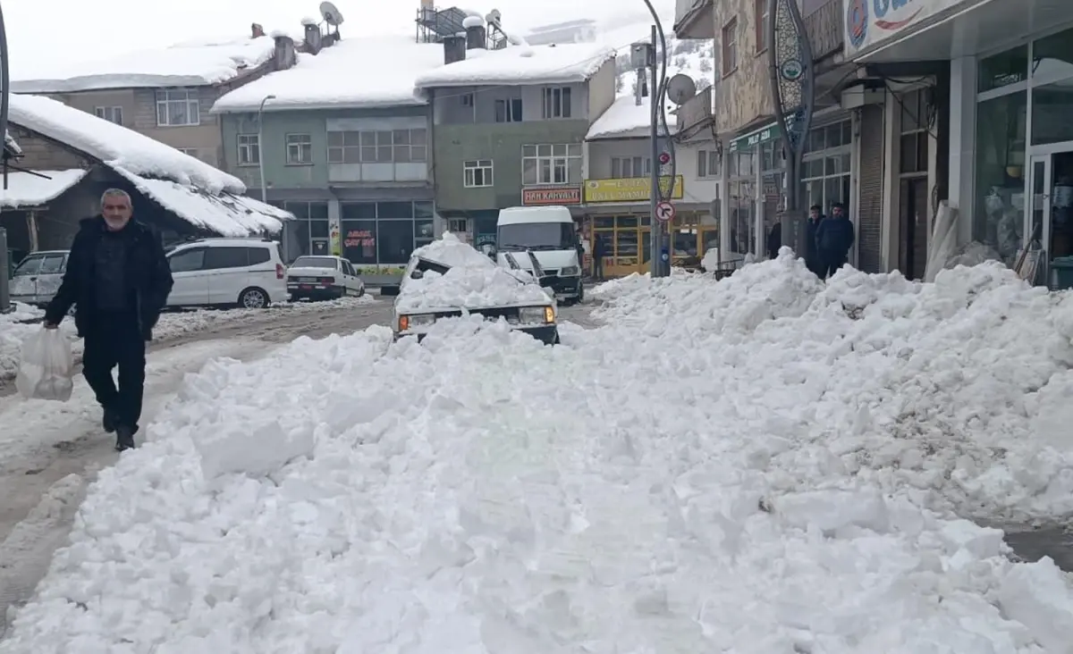 Muş'ta Çatıdan Düşen Kar Kütlesi Park Halindeki Aracın Tavanını Yıktı