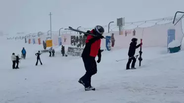 Erciyes Kayak Merkezi'nde kar manzarası