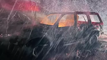 Yangın sonrası yanmış cip