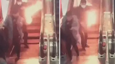 Yanan yürüyen merdiven görüntüsü