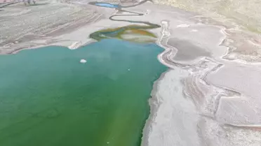 Kabaklı Göleti'nin güncel su seviyesini gösteren havadan çekim
