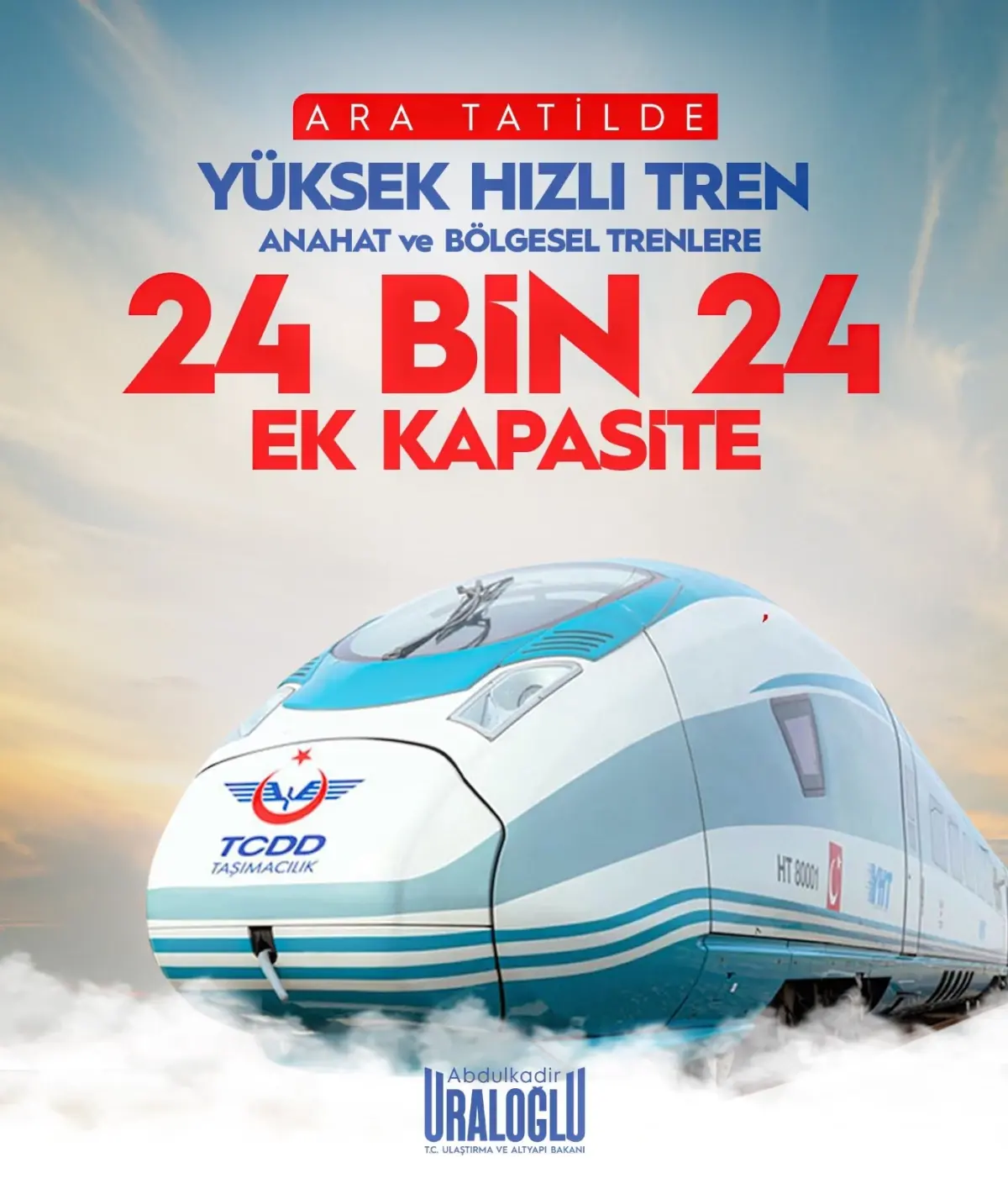 Yüksek Hızlı Trenlerde Ara Tatilde Ek Seferlerle Yolcu Kapasitesi Artırıldı