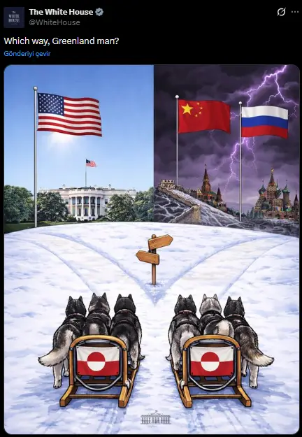 Grönland haritası ve ABD bayrağı