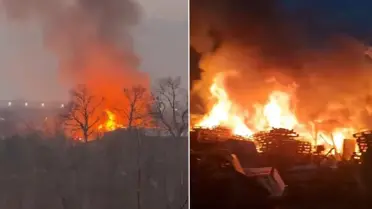 Yangın anındaki alevler ve duman