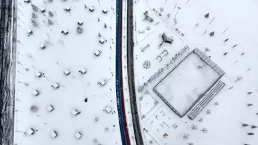 Drone ile çekilmiş Kayseri kar manzarası