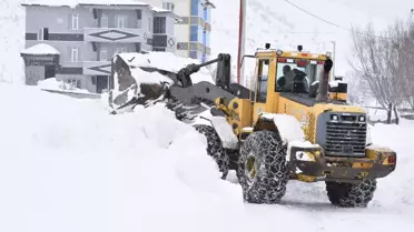 Bitlis’te karla mücadele sonrası açılan köy yolu görüntüsü