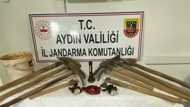 Jandarma ekipleri kazı sahasını denetliyor