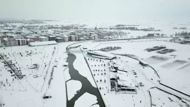 Dronla çekilmiş Ağrı kar manzarası