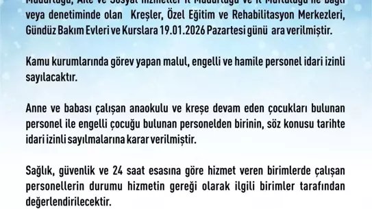 Elazığ’da kar nedeniyle eğitim durumu
