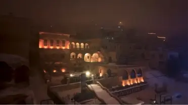 Mardin'in karla kaplı panoramik drone fotoğrafı