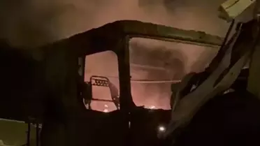 Yangın söndürülürken karla müdahale