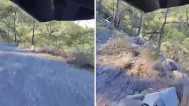 Uçuruma doğru kayarken aracın görüntüsü