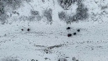 Umuttepe karla kaplı bölge drone fotoğrafı