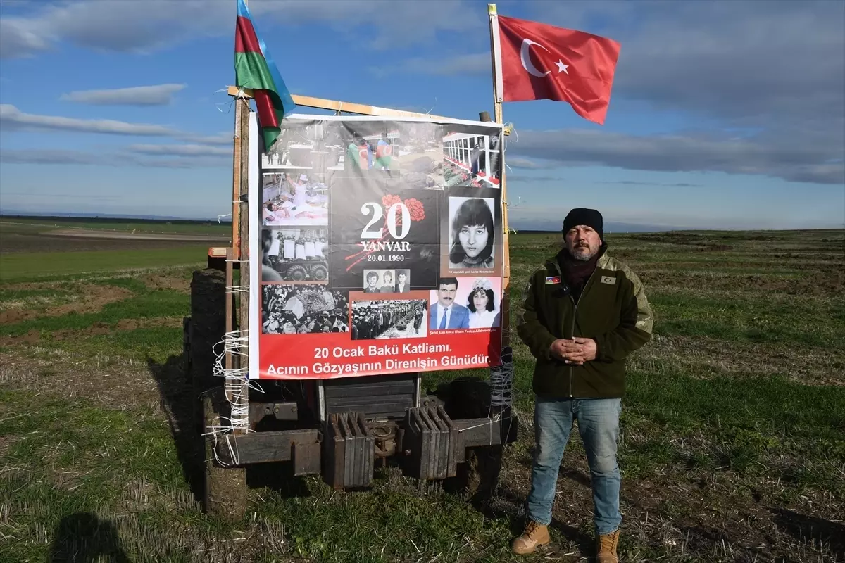 Kırklareli Çiftçi, Tarlasına Çektiği Pullukla 20 Ocak Bakü Şehitlerini Anıyor