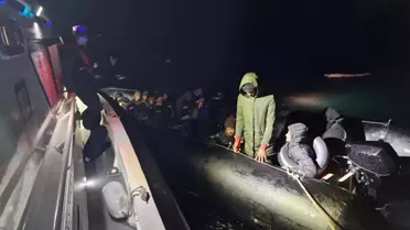 Ayvalık'ta yakalanan göçmenler