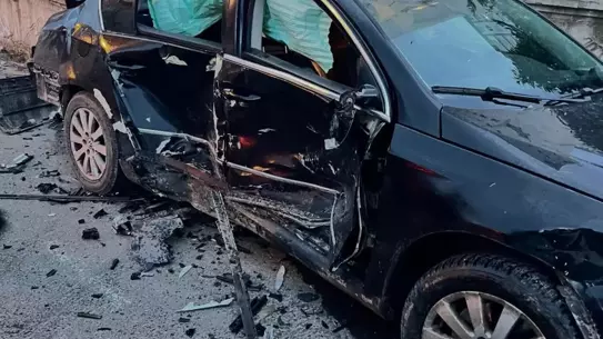 Fatsa kazasında çarpışan otomobiller