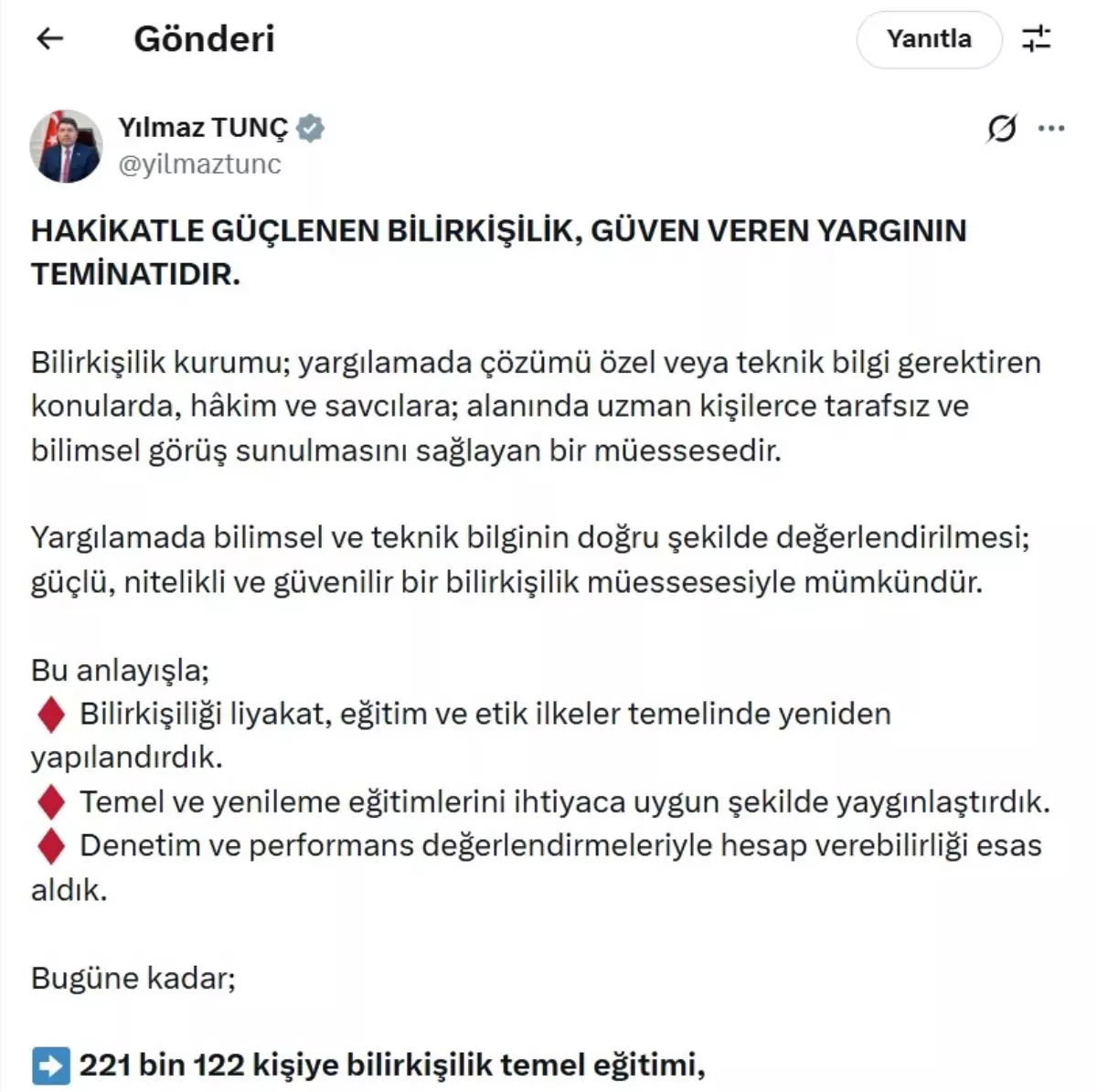 Adalet Bakanı Tunç, Bilirkişilik Başvuru Süresini 16 Şubat 2026'ya Uzattı