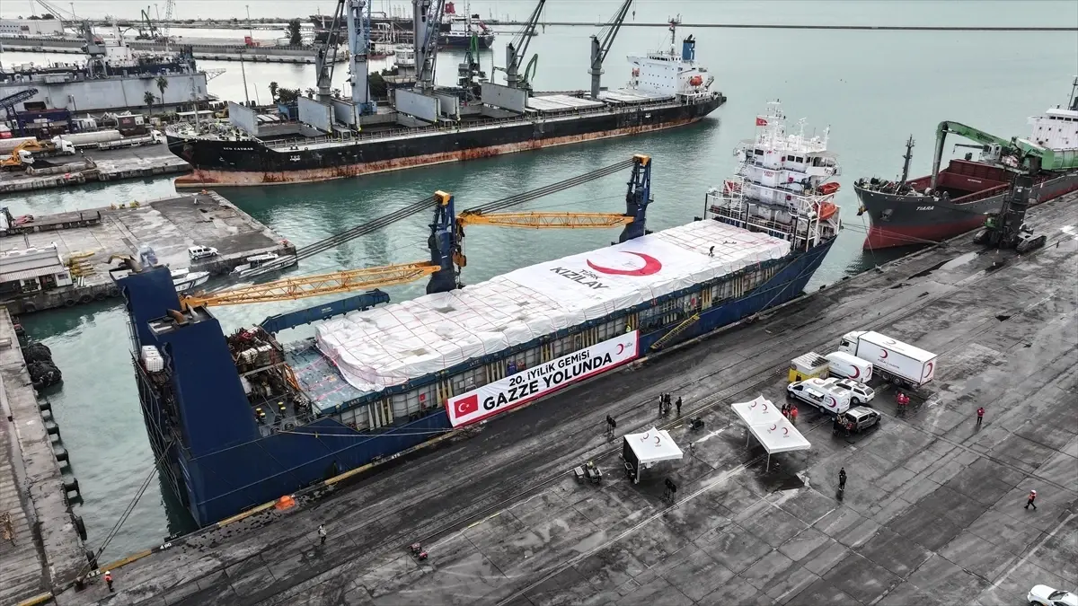 Türk Kızılay'dan 20. İyilik Gemisi ile 1400 Ton Yardım Gazze'ye Gönderildi