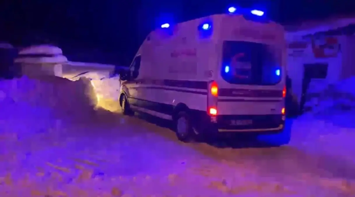 Kars'ta Kapalı Köy Yolu Üzerinden Hastaneye Acil Nakil