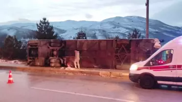 Otobüsün devrilme anı