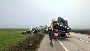 Beton tanker çarpması anı