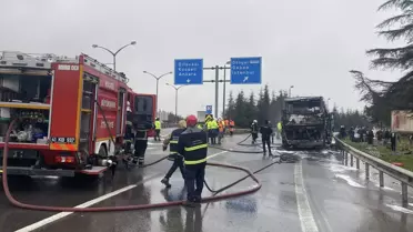 Yangın sonrası otobüsün hasar görmüş bölgesi